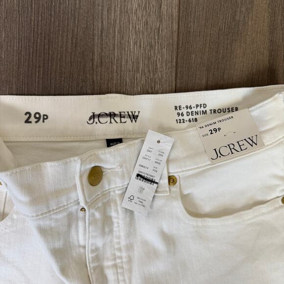 J.Crew 1996 Denim Trouser Jeans WMNS 29P White Hi-Rise Zip Fly Wide-leg Stretch - Picture 4 of 9
